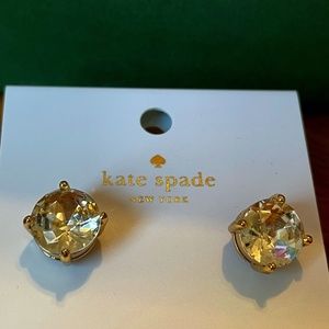 NEW kate spade New York Clear/Gold Stud Earrings